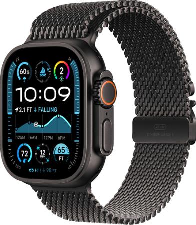 Apple Watch Ultra 2 (2024) 49mm Black Titanium Case with Black Titanium Milanese Loop Small Apple Watch Ultra 2 (2024) 49mm Black Titanium Case with Black Titanium Milanese Loop Small